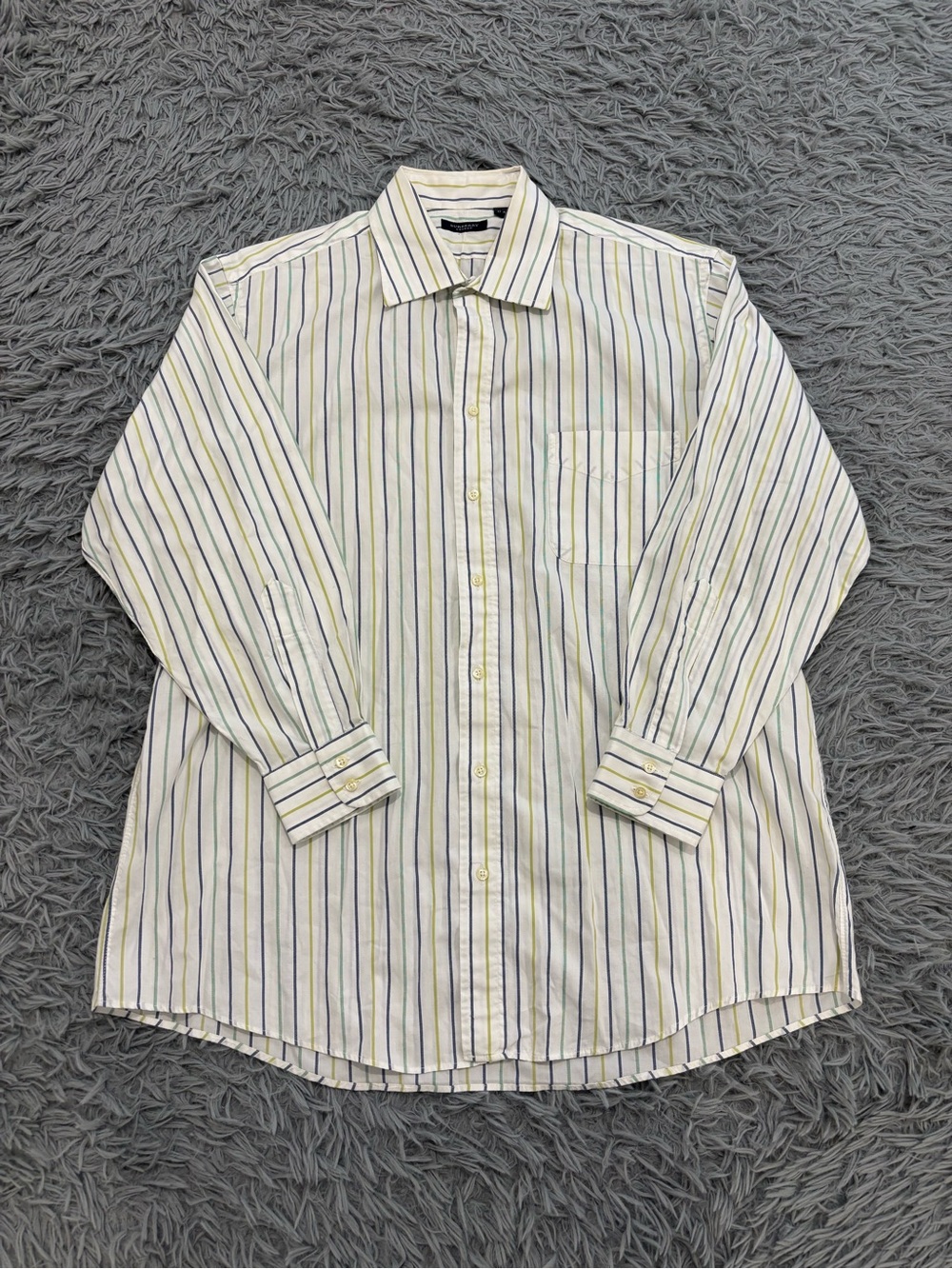 Burberry Shirt Men’s Size 17R Multicolor Striped Button Up Shirt Designer Preppy